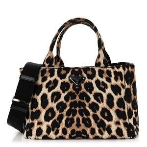 Prada Canapa Leopard Small Tote